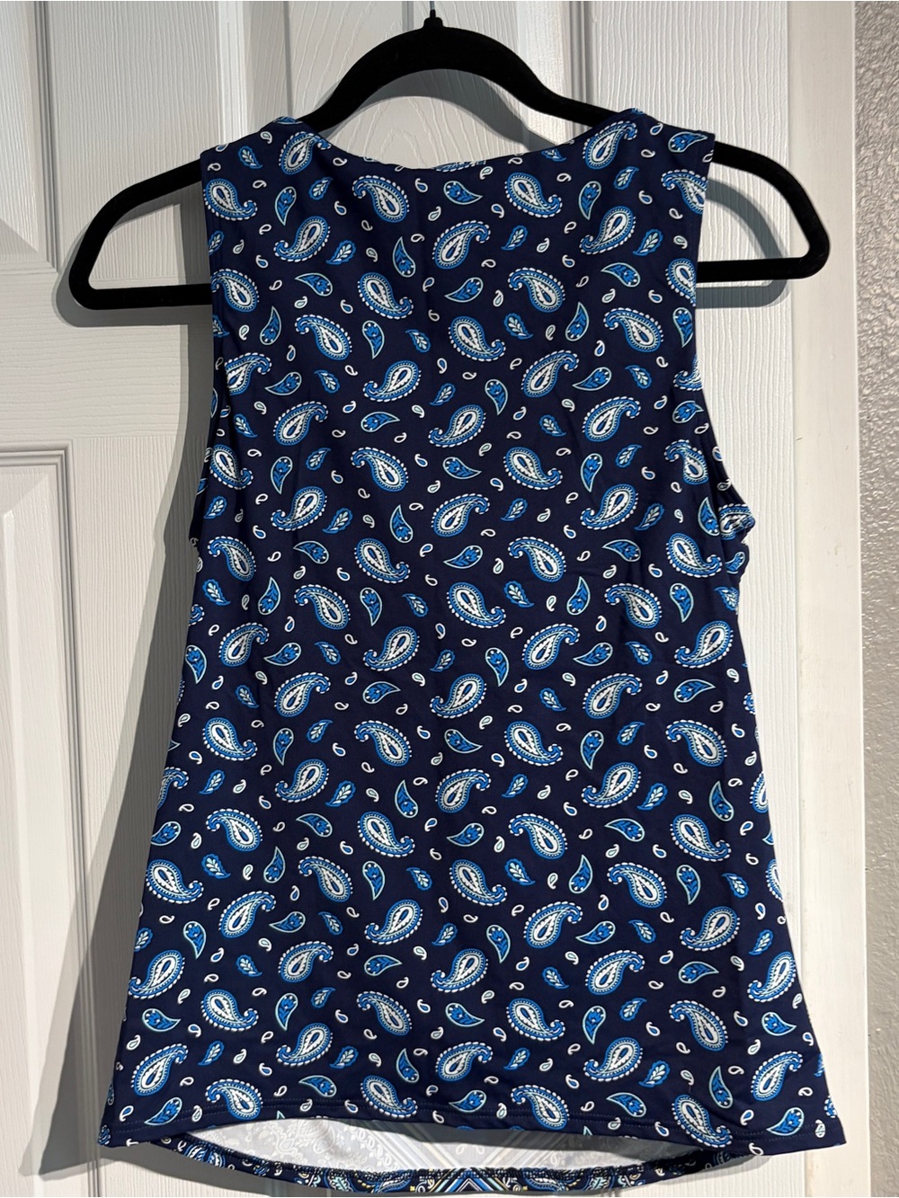 Lands' End Paisley Swim Tank Top Womens Size 6 Blue Yellow Shelf Bra Tankini - Picture 4 of 4